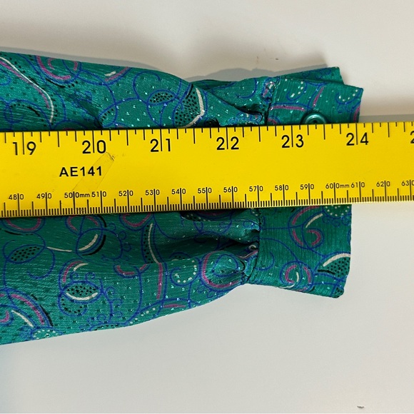 VTG Schrader Sport Polyester Sheath Teal Long Sleeve Silky Dress 10 - Picture 9 of 10